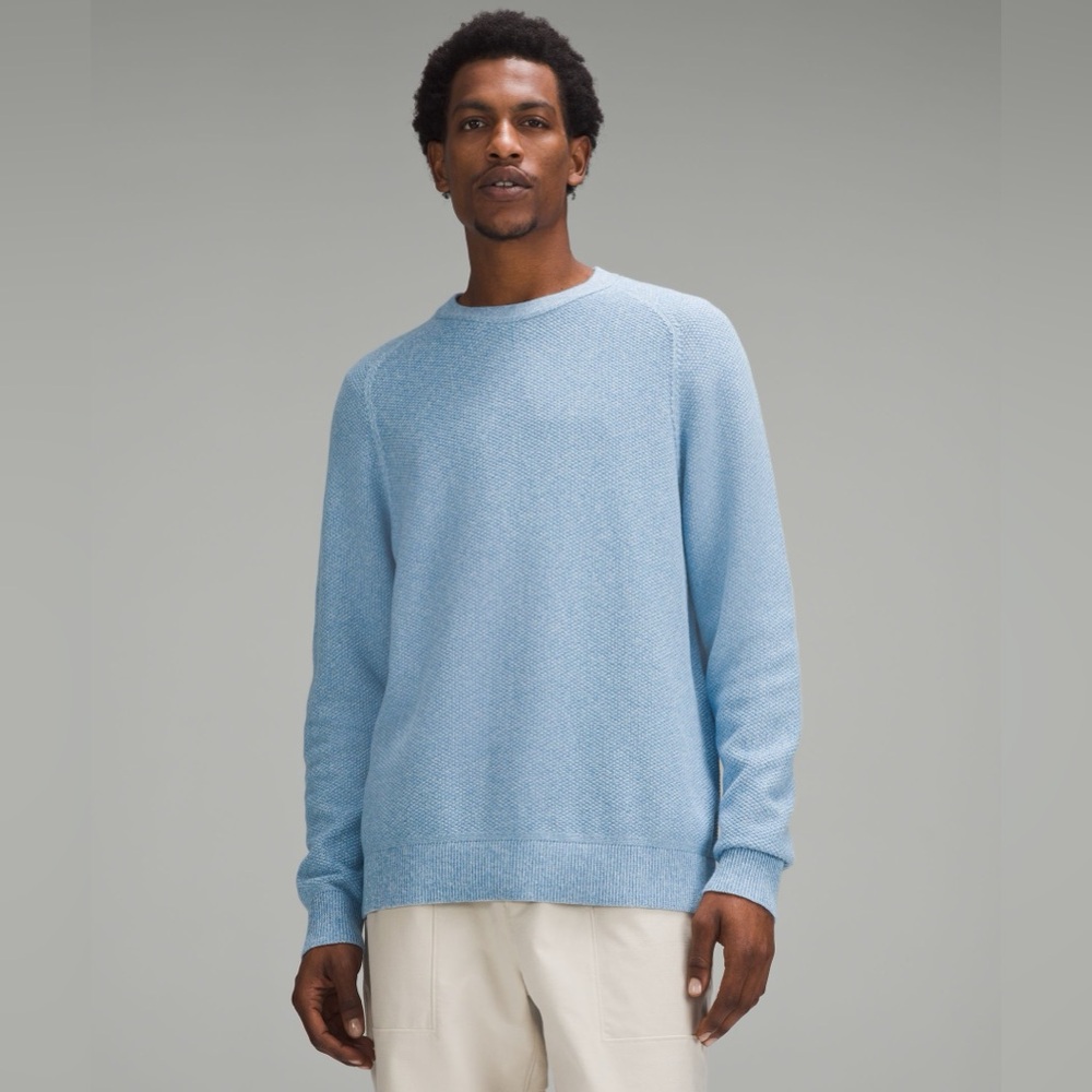 NEW Lululemon Textured Knit Crewneck Sweater Light Blue Cozy Winter Warm Casual